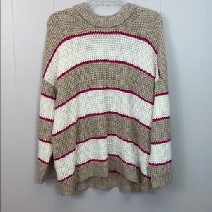 american eagle oversized striped neutral sweater